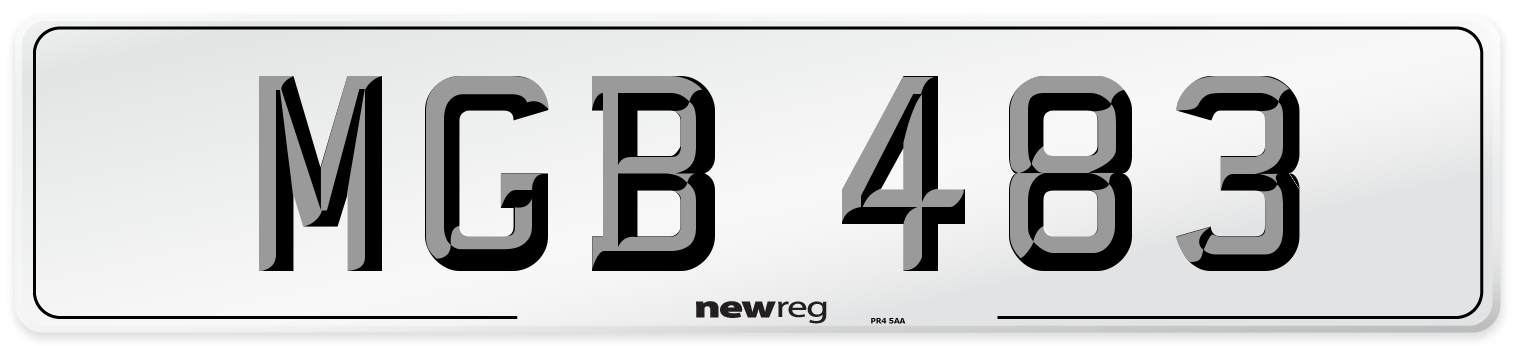 MGB 483 Number Plate from New Reg
